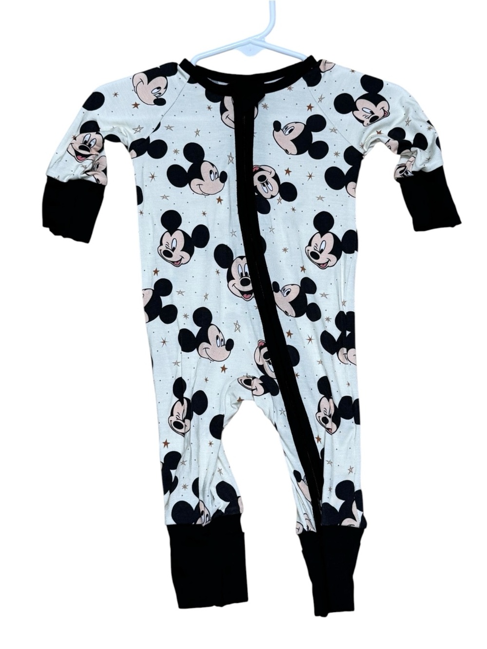 Mickey Mouse White & Black Zip-Front Kids One-Piece